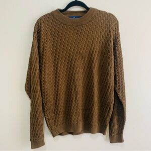 Hickey Freeman Silk Brown Textured Crewneck Sweater size large